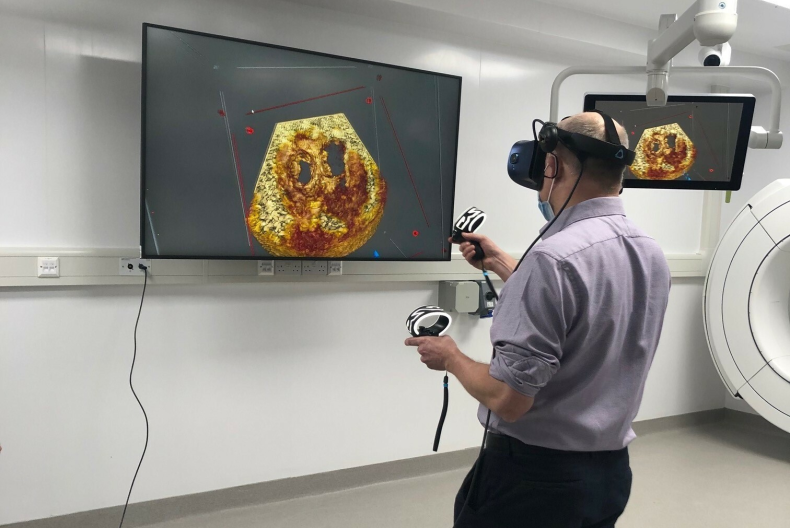 Professor John Simpson using VR technology in Evelina London