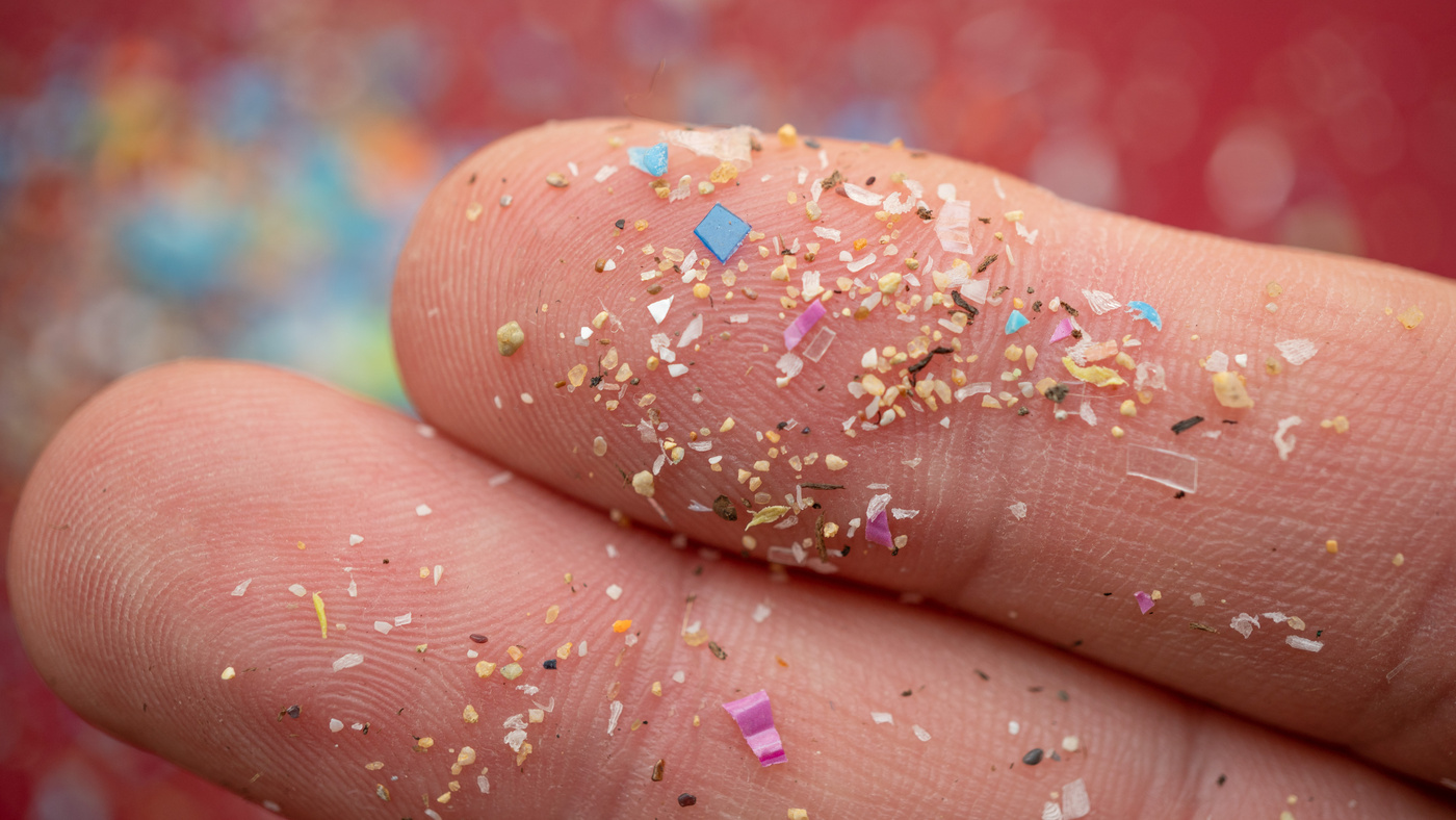 Microplastics on human finger