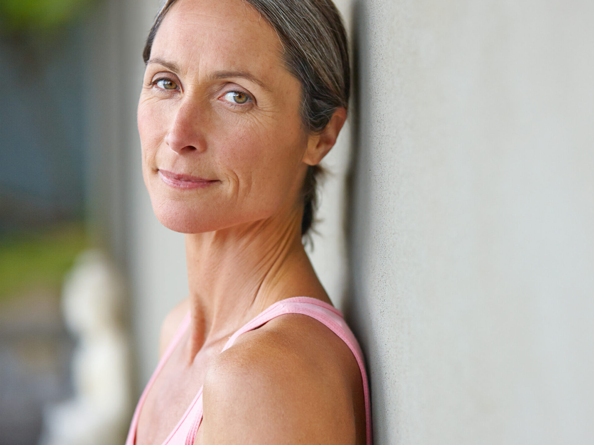 Mature woman looking relaxed after exercise