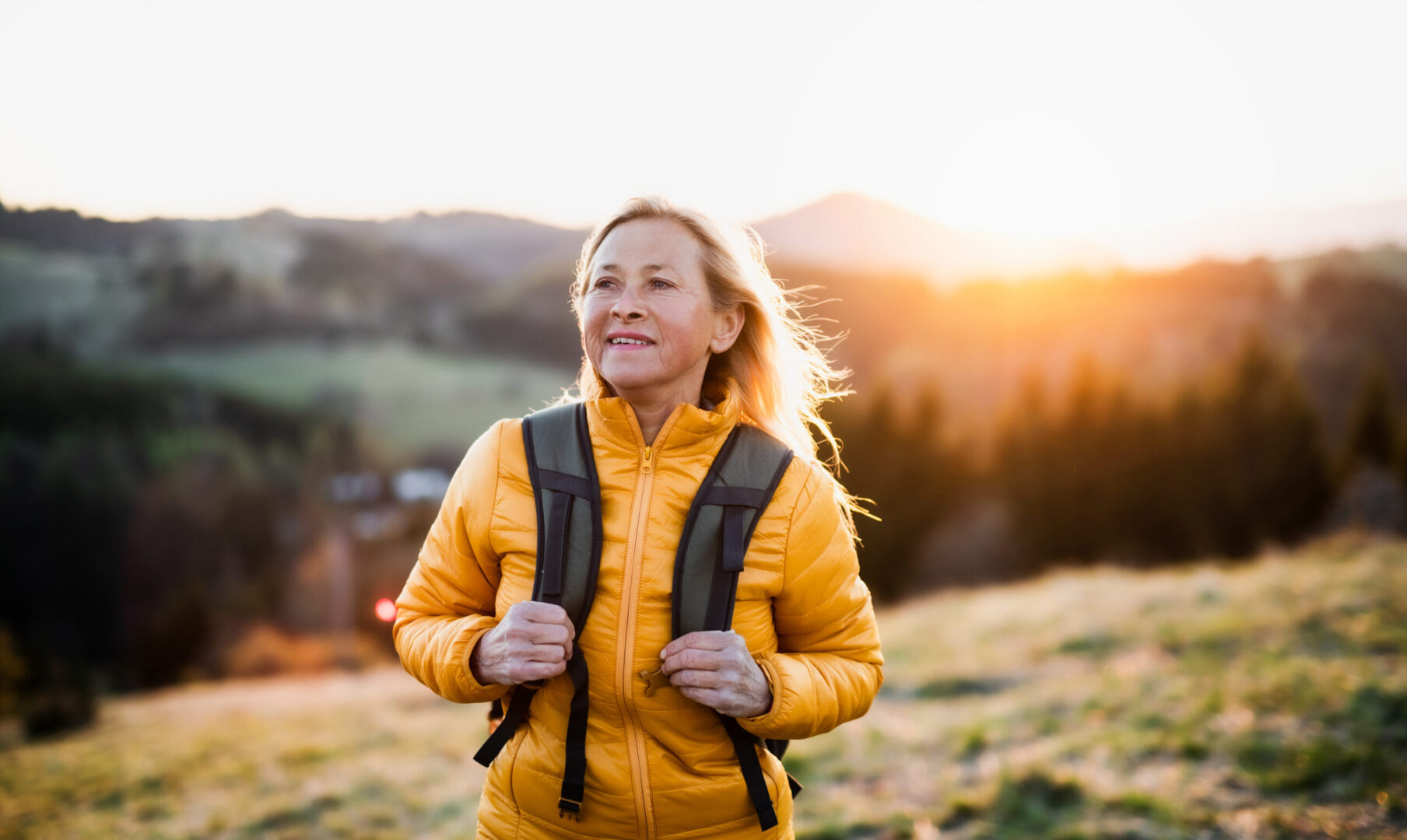 mature woman hiking