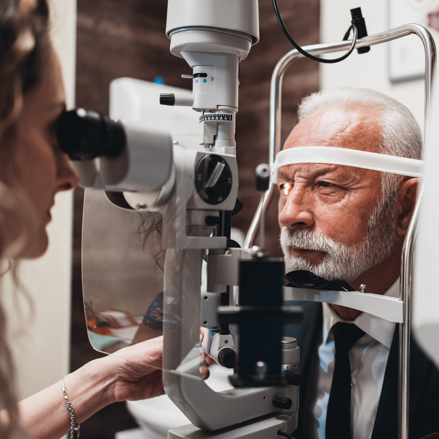 Older man getting his eyes examined