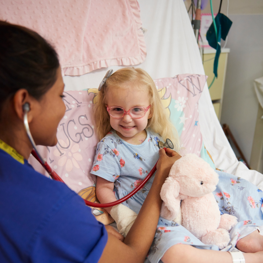 Child with doctor at Royal Brompton hospital